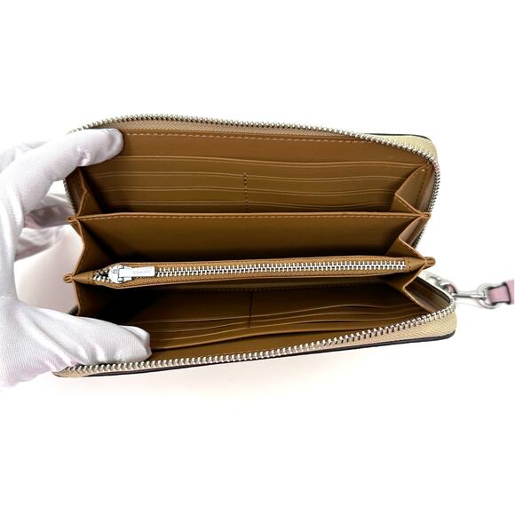 Coach Long Zip Around Wallet in Signature Canvas Light Khaki Ice Purple C4452 - Picture 7 of 8